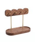 Lux Walnut Wave Entryway Organizer With Four Gold Hooks And Valet Tray For Keys Jewelry And Accessories, minimalist wooden design