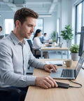 Person using 2TB Portable External SSD With USB 3.1 Dope Speed Transmission in office with laptop, M2 SATA compatible, ultra slim design