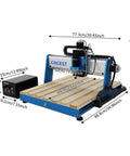Heavy Hitting 3 Axis CNC Router Machine With 500W Air Cooled Spindle for precision wood acrylic plastic carving cutting, dimensions shown.