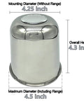 Four Pack 4.25 Inch Center Caps Push Through For Trailer Truck RV Wheel Rims Chrome Stainless Steel Center Bore Anti Rust