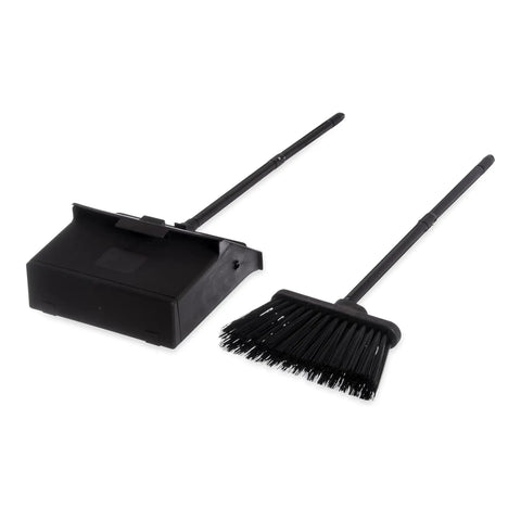 36 Inch Lobby Broom And Dustpan Set With Pivoting Dustpan And Locking Pan, 2-Piece Handle, Compact Commercial Floor Tool For Tight Spaces, Black Ideal For High Traffic Entrances And Everyday Commercial Use