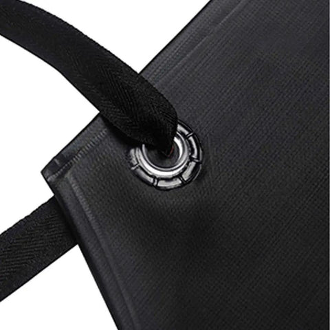 Close-up of grommet and strap on Pro Grade Heavy Duty Vinyl Apron Big Ol Extra Large 43 By 29 Inch Chest To Knee Coverage Waterproof Oil Resistant