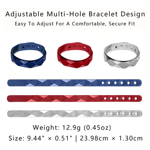 Anti Static Wristband 3 Pack Adjustable Silicone Bracelet for Winter Static Relief displayed in red, blue, and gray.