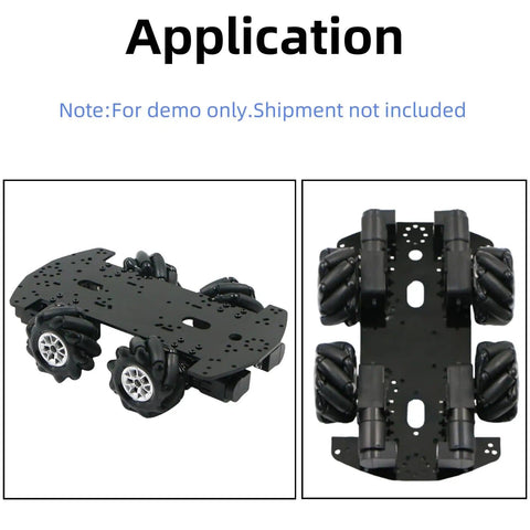 60mm Mecanum Wheel Set With Couplings For ROS Smart Cart And DIY Robot Kits installed on demo robot chassis, black