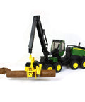 1:16 Scale Harvester Toy With Rotating Cab And Tree Trunk Access, Realistic Forestry Vehicle For Kids, Durable Plastic Windows