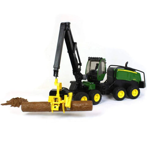 1:16 Scale Harvester Toy With Rotating Cab And Tree Trunk Access, Realistic Forestry Vehicle For Kids, Durable Plastic Windows