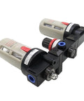 Three Unit FRL Air Treatment System for Compressors, Filter Regulator Lubricator Inline Assembly, durable plastic and metal design