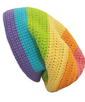 Rainbow Striped Knit Beanie For Women Warm Cozy And Breathable Ideal For Indoor Outdoor Travel Camping Hiking And Winter Adventures Stylish Handcrafted Hat
