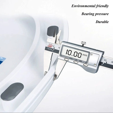 Close-up measurement of Soft Close Toilet Seat With Universal Smooth Drop Action For Your Everyday Bathroom Setup thick polypropylene edge.