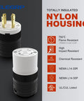 Locking NEMA L14-30P Generator Plug Adapter 30 Amp 125 250V Twist Lock 3 Pole 4 Wire Grounding Industrial Grade Heavy Duty