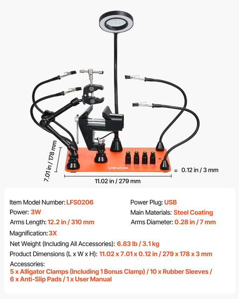 Magnetic Helping Hands Soldering Station With Four Arms Vise LED Magnifying Lamp Four PCB Holders 360 Hot Air Gun Holder