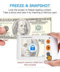 Grab And Go Portable Digital Magnifier With 3.5 Inch LCD Screen And Foldable Handle, 2x To 25x Zoom Reading Aid showing $100 bill