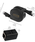 6.6 Ft Retractable Flat Cat6 Ethernet Cable 2 Pack High Speed RJ45 LAN Internet Cable shown with retractable design
