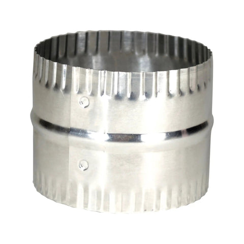 Aluminum 4 Inch Duct Connector With Bead And Crimp, 3 Inch Long, Silver, for Joining Round Ducting, ideal HVAC ductwork joint.