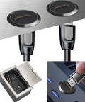 Smooth Signal Hdmi 4K 60Hz Female To Female Threaded Panel Mount Pass Through Adapter with cables and mounted box.