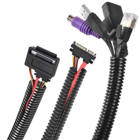 Top Shelf One Hundred Feet Split Wire Loom Conduit Tubing Built Tough Black Polyethylene Cable Sleeve for various connectors.
