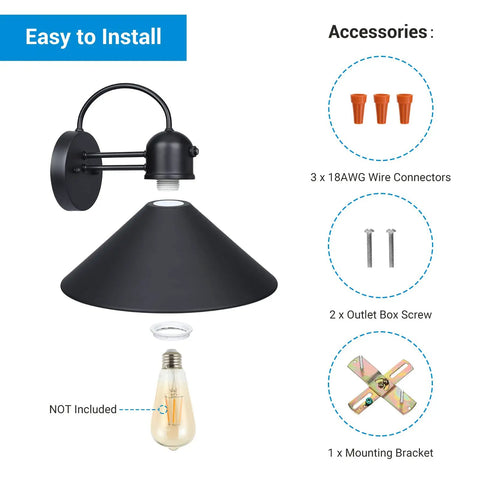 Dusk To Dawn Outdoor Wall Light With Gooseneck Barn Style Sconce Matte Black design with accessories for easy installation.