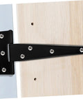 Close-up of 8 Pack 5 Inch Black Galvanized T Type Weld On Chest Hinges Detachable Slip Joint Outdoor Hinges for Gates