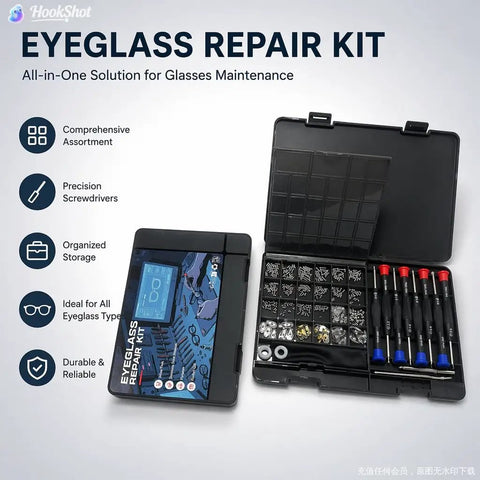 Trusted 37 Piece Glasses Repair Kit For Specs And Shades Featuring Precision Screwdrivers Micro Screws Silicone Nose Pads Tweezers Compact Fixing Tools Ready For Everyday Carry Road Trips Or Quick Fixes On The Fly in a compact black case.