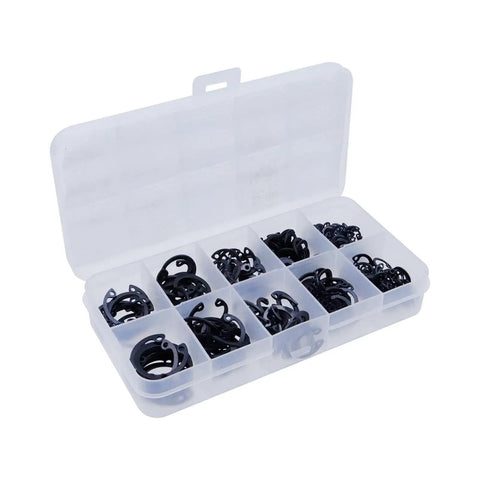 E-Clip Heavy Duty Assortment Kit For Automotive Machinery And DIY - 304 Stainless Steel, 250 Pieces, 10 Sizes in plastic box
