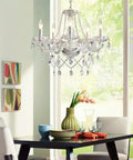 6 Light Black Crystal Chandelier With K9 Crystals, modern ceiling fixture above dining table with colorful decor