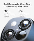 Close-up of SoloCam S340 4 Cam Kit With HomeBase S380 Solar Powered Wireless Outdoor Cameras showcasing dual lenses and 8x zoom capability.