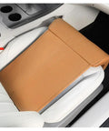 Premium Car Seat Leg Support Pad Cushion For Mini John Cooper Works Electric 2025 2026 Models, orange PU leather, soft memory foam.