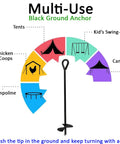 Diagram showing uses for 8 Pack Ground Anchors Set 15 Inch Tall One Quarter Inch Diameter With 65 Feet Of Rope Beefy Heavy Duty Tie Down Stakes