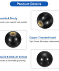 Two Pack M8 Threaded Ball Knobs, 32mm Diameter, Black Thermoset With Copper Insert For Machine Lever Handles, 1.25 Pitch, 30.5mm Height