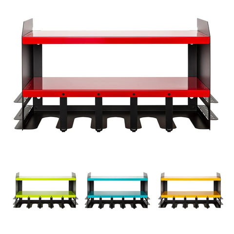 Heavy Duty Wall Mounted Power Tool Organizer With Drill Holder, Garage Storage Rack, 2 Shelves, 5 Drill Slots, Red variant