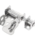 Top Shelf Stainless Steel Slide Latch Bolt Hasp Door Lock Anti Theft Gate Hardware For Cabinets And Chests Badass Security silver latch with corrosion-resistant finish.