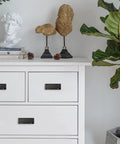 White dresser with 2 Pack Pocket Door Drawer Handle Flush Pull Concealed Furniture Handle Screws Included For Cabinets Matte Black 96mm