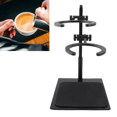 Premium 6 Piece Manual Brewing Station Featuring Rock Solid Aluminum Alloy Stand with dual cup holder and textured base.