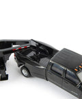 One Thirty Second Scale Big Farm Ram Dually Quad Cab With Lowboy Trailer And SV340B Skid Steer Loader Toy Set close-up of hitch