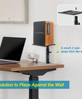 Set Of Two Dope Desktop Monitor Stands With Wall Mount Option, positioned on desk with clamp, shown in studio setup.