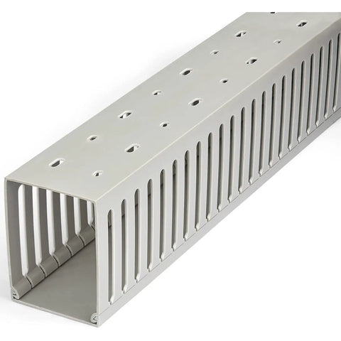 Open Slot Cable Management Raceway With Cover For Office And Server Rooms Heavy Duty PVC Wire Duct Hider, close-up view