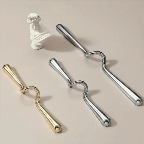 Vintage Cabinet Pulls 3 Pack Wave Handles For Cabinets Dressers Wardrobes And Cupboards Solid Metal Hardware In Silver Or Gold