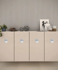 Cabinet with 2 Pcs Round Hidden Flush Door Pulls Recessed Stainless Steel Handles in Brushed Nickel Finish 60mm for sliding doors.