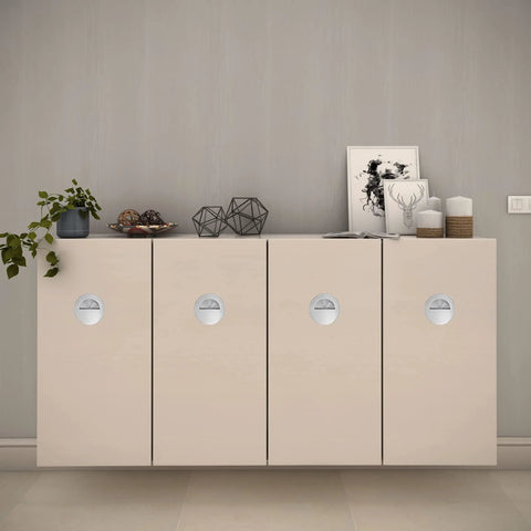Cabinet with 2 Pcs Round Hidden Flush Door Pulls Recessed Stainless Steel Handles in Brushed Nickel Finish 60mm for sliding doors.