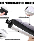 Waterproof Pipe Insulation Wrap For Outdoor Use with aluminum foil shield and foam tube, fits 1-1/2 in to 4 in pipes, shown close up