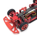 High Grip RC Racing Tire Skins For 1/28 Scale Cars Upgraded Wheel Skin Tires on red chassis with detailed suspension and bumper