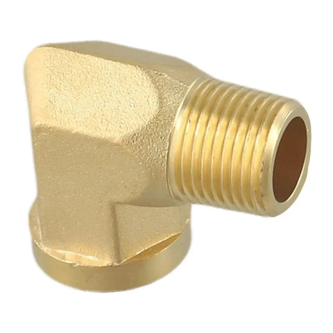 Brass 90 Degree Pipe Connector with NPT Thread Elbow Fitting for Industrial Piping Hollow Through Bore Main Body Integrated Connecting Ends Built for Easy Inline Install Durable Brass Pipe Joint for Extending Straight Runs 10 Pack, close-up