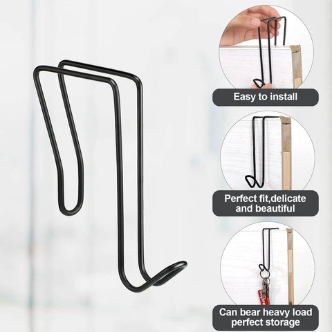 Close-up of Must Have 4 Pack Wire Cubicle Hooks for Coat Hangers and Office Partition Panels Wall Mount over Cubicle Hanger Accessories.