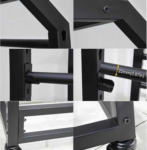 Heavy Duty Rolling Fabric Roll Storage Rack With Adjustable Steel Crossbars, close-up of rods and frame details.