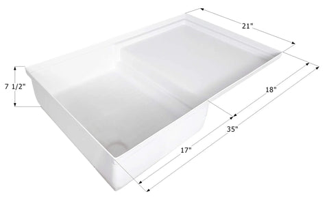Diagram of Combo Shower Pan SP400 Universal ABS Plastic With Molded In Drain For Shower Toilet Setup Polar White Durable Tray