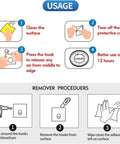 Instruction guide for No Drill 24 Pack Nail Free Transparent 304 Stainless Sticky Wall Hangers Heavy Duty Up To 24 Lb Waterproof.