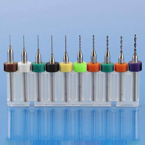 WayinTop 50pcs PCB drill bit set with spiral flute carbide, 0.3–1.2 mm, color-coded caps in clear holder