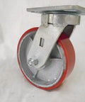 Rock Solid 6X2 Swivel Caster Featuring Kingpinless Polyurethane Wheel On Steel Core For Tool Boxes And Gear Carts 1200 Lbs Weight Rating Easy Glide Red Design side view