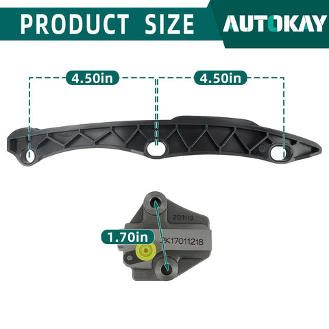 Beefed Up Timing Chain Kit Plug In Ready OE Quality Replacement dimensions for Hyundai Kia 2011-2019 components.