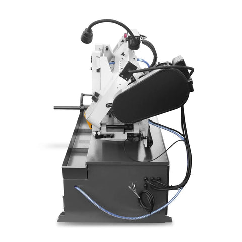 Side view of 10 Inch Metal Cutting Band Saw With 2HP 220V 60Hz 1PH Power Horizontal Bandsaw 0To45 Degree Miter Hydraulic Down Feed